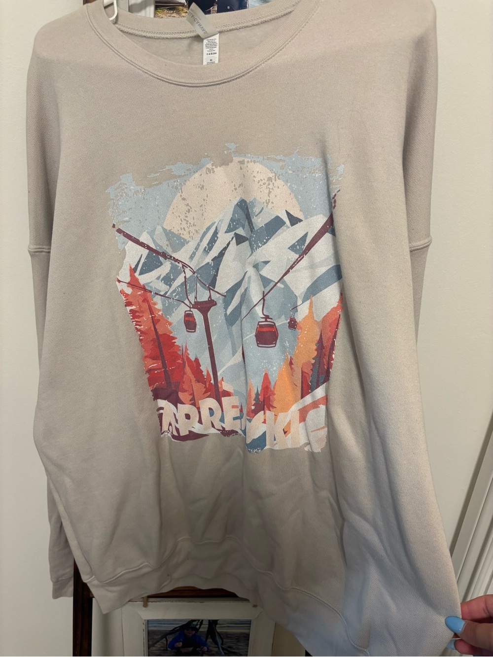 Neutral Graphic Mountain Cable Car Sweatshirt